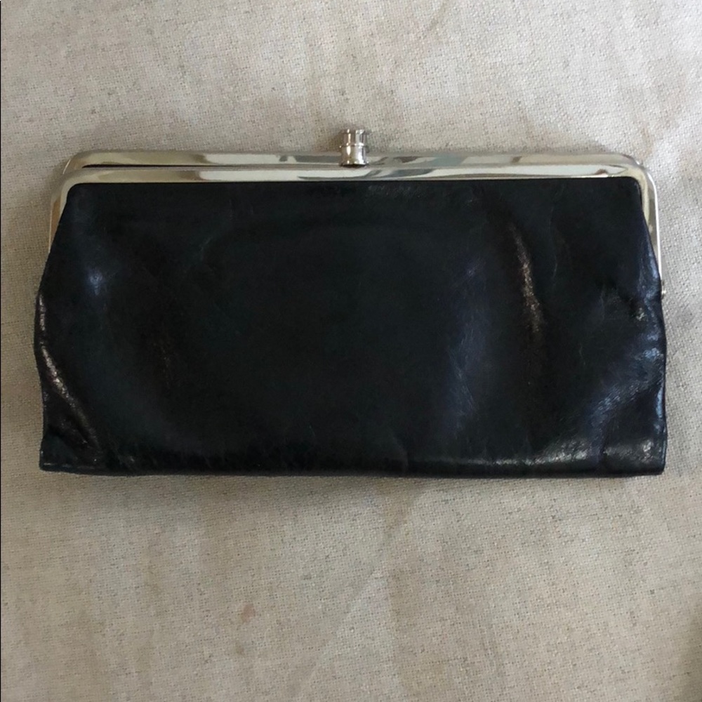 Hobo black leather clutch